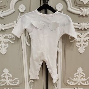 Classic White Baby One-Piece with Angel Wing Detail Size 0 - 3 Months